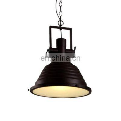 Tonghua Vintage European Home Decor Hanging Light Black Painted Iron Big Size Pendant Lamp with Glass in Rustaurant