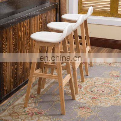 Bar Stool Nordic Furniture Cheap Supplier Rustic Classic High Kitchen Counter Chair Modern Fabric Wooden Bar Stool With Back