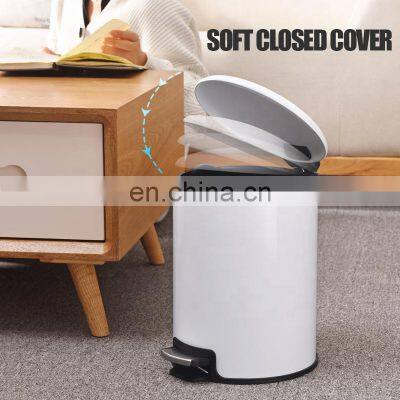 Круглая нержавеющая стальная мусорка 2021 года с мягким закрытием и педалью, объемом 5 л, 12 л, 30 л для кухни и гостиной photo-3