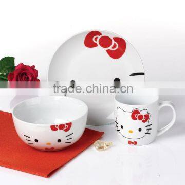 hello kitty dinner set, children ceramic dinner set, child porcelain dinner set made in china