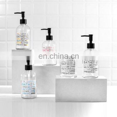 Printed 2pcs Glass Soap Dispenser Set Liquid Soap Dispenser With Letter photo-3