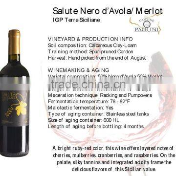 Oupusen 750 ml Salute IGP Terre Siciliane Italy White Red Wine photo-3