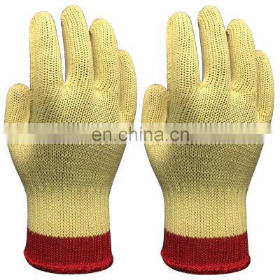 Yellow Aramid Fiber Seamless Knitted Lined Fire Proof Anti Cut Resistant Work Gloves