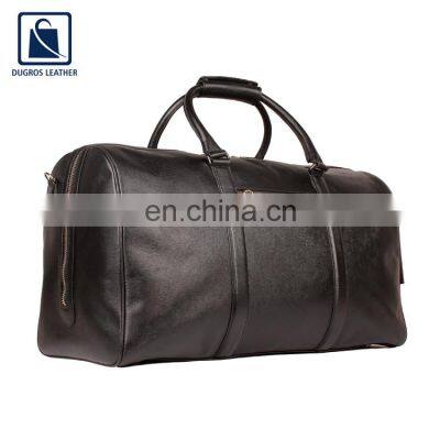 Fashion Style Polyester Lining Material and Nickle Fittings Unique Design Travel Genuine Leather Duffel Bag for Men