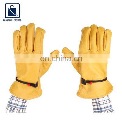 Hot Selling Leather Hem Binding Golden Yellow Color Leather Gloves Manufacturer photo-4