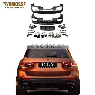 Automotive Car Rear Diffuser For 2019 Benz GLB W247 X247 Upgrade GLB45 AMG Rear Lip Silver Black Rear Diffuser With Exhaust Pipe