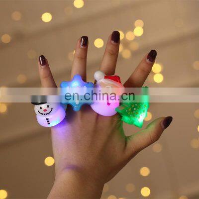 Xmas LED Flashing Light Finger Ring Kids Cartoon Luminous Rings Baby Girl Toy Birthday Christmas Party Favor Gift