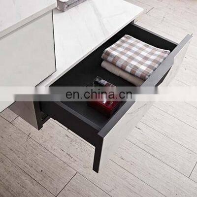 40 Inch Stone Bathroom Vanities Cabinet Plastic Bathroom Vanity Stone Countertop With LED Mirror Light Side Cabinet Set Unit photo-5
