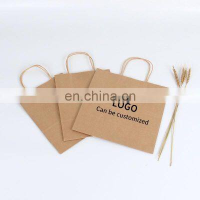 Wholesale Eco Friendly Bread Coffee Gift Packing Bags Stand Up Pouch Shopping Custom Logo Brown Kraft Paper Bag With Handles photo-4