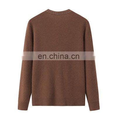 Custom Manufacturer's 100% Cashmere Deep V-Neck Cardigan Sweater for Women Knitted Casual Style for Winter With Front Logo photo-2