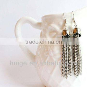 Chain Tassle Earrings, Silver Long Chain Earrings Statement Jewelry, Handmade Fashion Jewelry