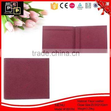 China Best Selling Custom Hotel Leather Waterproof Menu Book photo-2