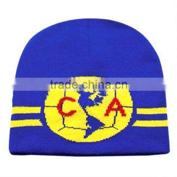 Selling High quality sport beanie hat stretched knit beanie hat thick promotional football fans hat