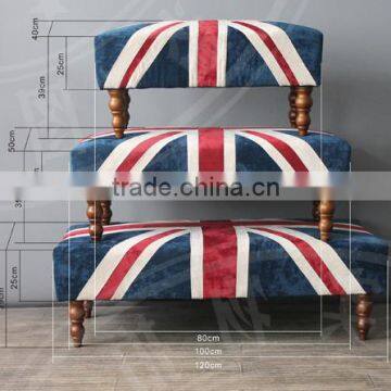 S-150-1 European Style Bench Stool Union Jack Fabric Covered Ottomans photo-5