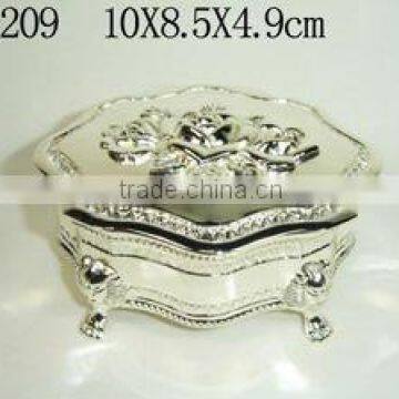 Beautiful New Style Rose Silver Bright Metal Jewelry Box