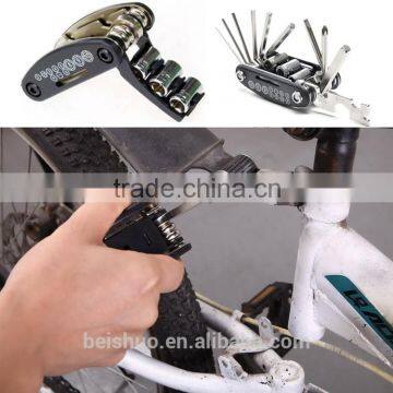 2016 New design 15 in 1 bicycle repair tool multi tool bike accessories folding type