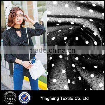 100% Polyester Advanced Dot Printed 75D Chiffon Fabric for Women's Fashion Garments