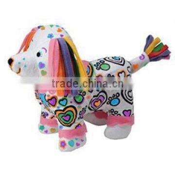 DIY educational stuffed washable painting plush toy for kids/washable painting dog plush toy