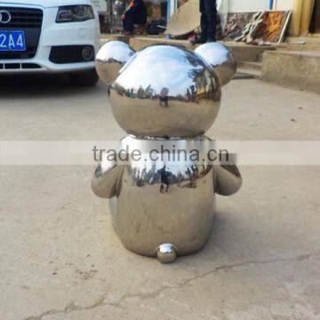 Stainless Steel Lovely Sitting Bear Sculpture photo-4