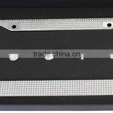 All Diamond Silver Bling Glitter Crystal RhineStone License Plate Frame Thin
