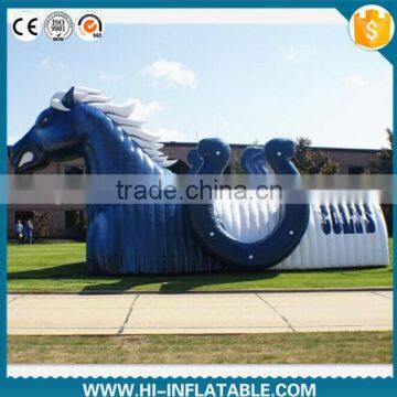 Newest brand Inflatable football tunnel for sport with horse cartoon/inflatable mascot tunnel