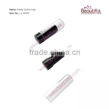 Black and clear! Cute empty lip stick tube, plastic cosmetic packaging lip balm containers