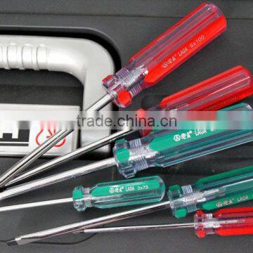 6pcs colorful transparent handle screwdriver set crossed and slotted screwdriver