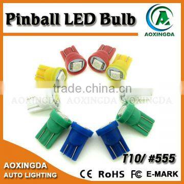 White Blue Green Red Yellow Wedge T10 #555 Virtual Pinball LED Bulb