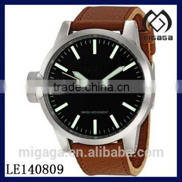 Fashion quartz watch for men leather strap*Black Dial Brown Leather Strap Mens Watch