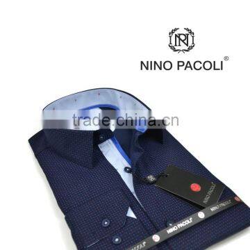 Elegant Mens Shirts From Turkey - Exclusive Men's Shirts - Long Sleeve Shirts - White Polka Dot Men's Shirts Long Sleeve Shirts