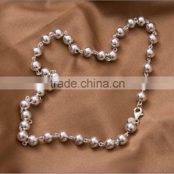 8mm sterling beads 925 sterling silver neckalce in stock