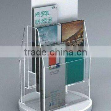 2 sides clear acrylic brochure holder with several compartments