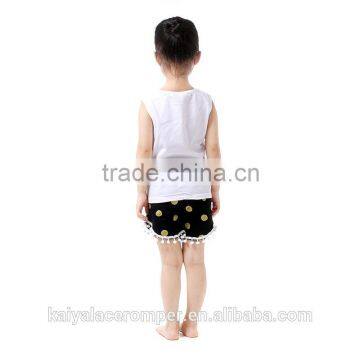 2016 Wholesale Children's Boutique Tank Top Home Wear Set Kids Clothes Set Gold Dot Shorts Baby Girl Outfit photo-3