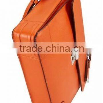 Slim Flap Embossed Leather Briefcase