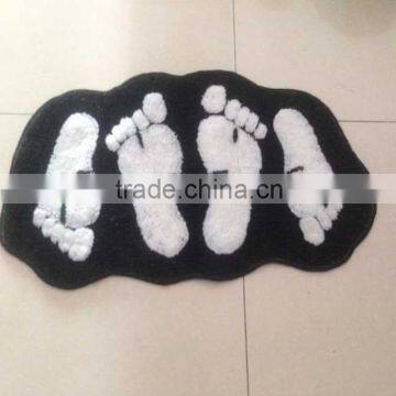 washable Jacquard acrylic foot print shape anti-slip home door mat