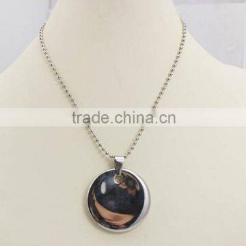 Shiny Stainless Steel Round Tag Pendant Necklace