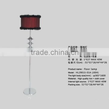 Red fabric elegant standing lighting indoor/floor lamp for hotel