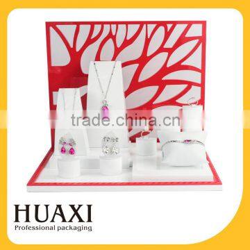 wholesale custom luxury wooden counter top fashion jewelry display sets