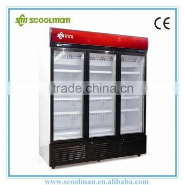 3 Doors Vertical Display Freezer with Glass Door