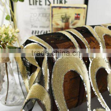 Sequin Embroidery ;3mm+3mm Gold Embroidry Cloth;Polyester Fibere Cl;dress, Home Textile Toys Crafts Use photo-2