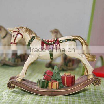 Resin rocking horse with gift cases table ornaments for Christmas