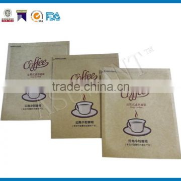 Three side seal Kraft paper bag for coffee with customized logo printing