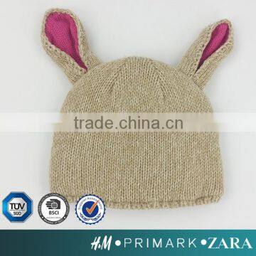 Kids baby custom high quality cute knitted hat beanie with two ears