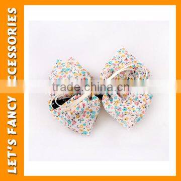 PGHD0279 Floral Pattern Cotton Bow Hairgrip Girls Hair Clip