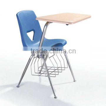 School Chair with Writing Pad and metal basket