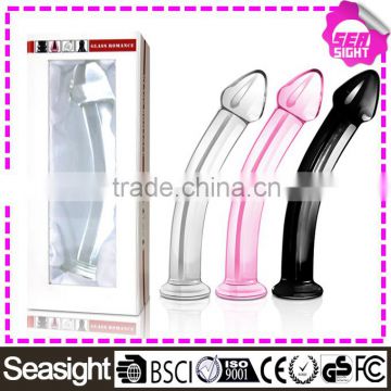 Romance glass penis dildo, 7.5 inches huge glass dildo for female