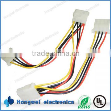 RoHs compliant 3 way power supply extender 4 pin 5.08mm pitch connector power splitter cable assembly