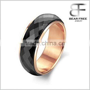 Wholesale New Design black ceramic spinning rings Rose Gold Plating