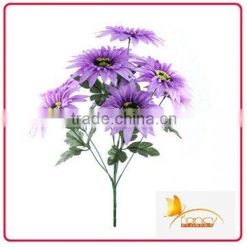 9 heads purple cheap silk gerbera daisy flowers making