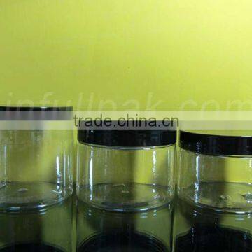 Clear Round PET jar with black lid